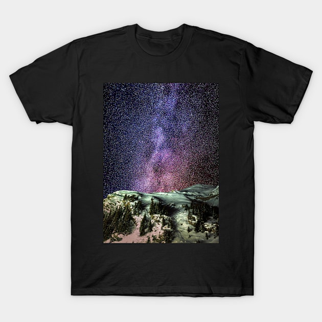 Milky Way over mountains T-Shirt by naturalis